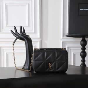 Yves Saint Laurent Black Leather Crossbody with Gold Chain